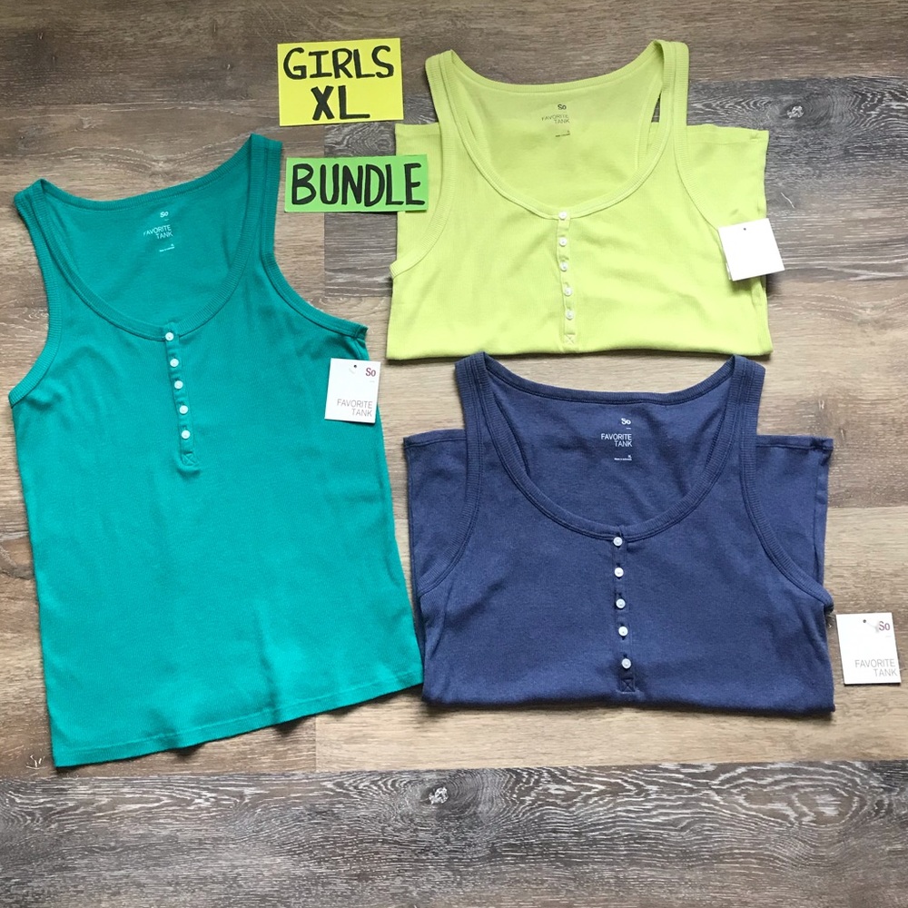 🛍NWT SO Girls Size XL Ribbed Tank Top Bundle